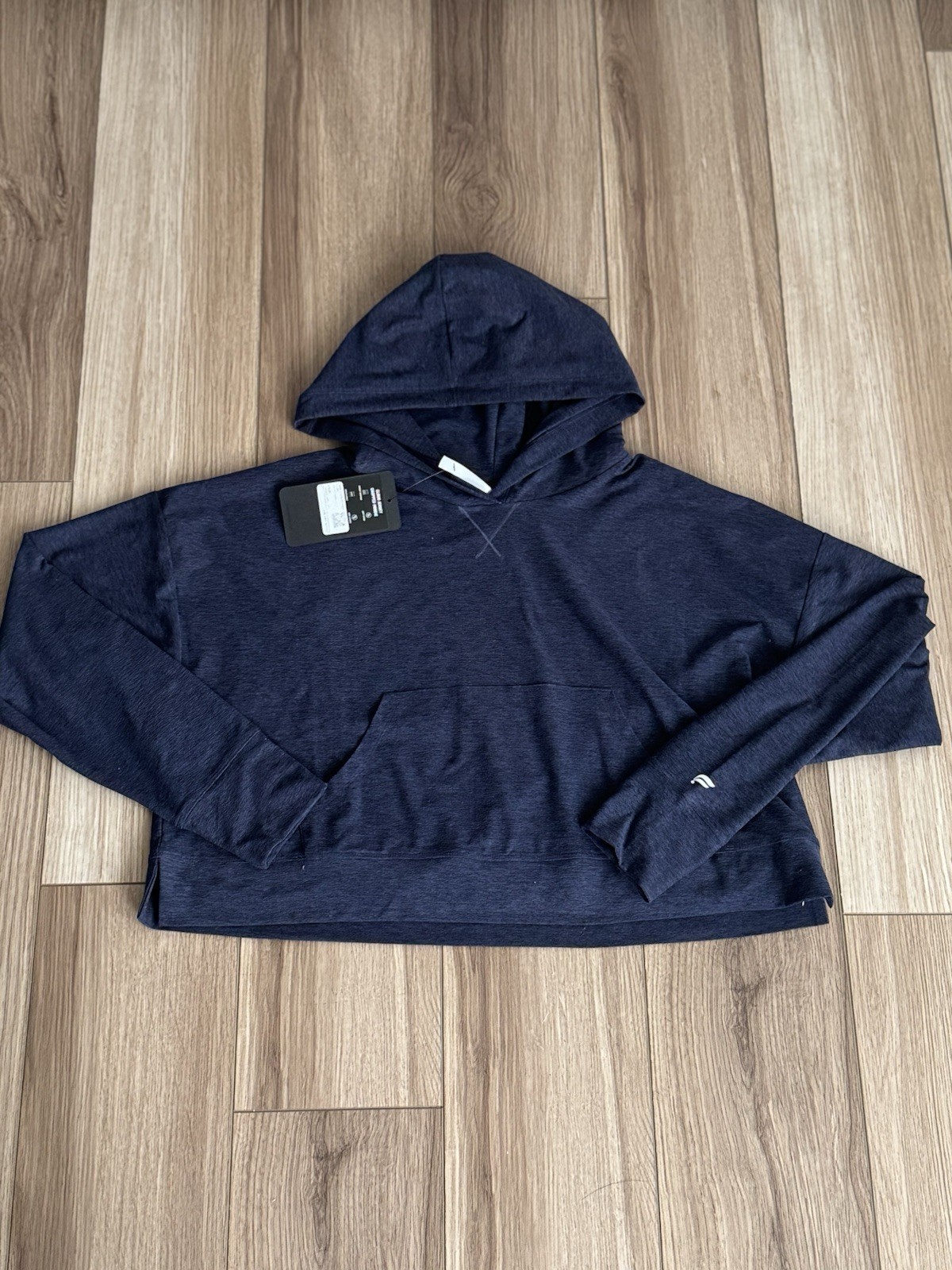 Fabletics Cloud Jersey Cropped Hoodie Navy Blue Activewear Women’s Large NWT