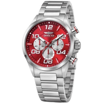 5000vt 赤 Authentic Invicta 50426 Quartz Watch Red Dial Stainless Steel 44mm