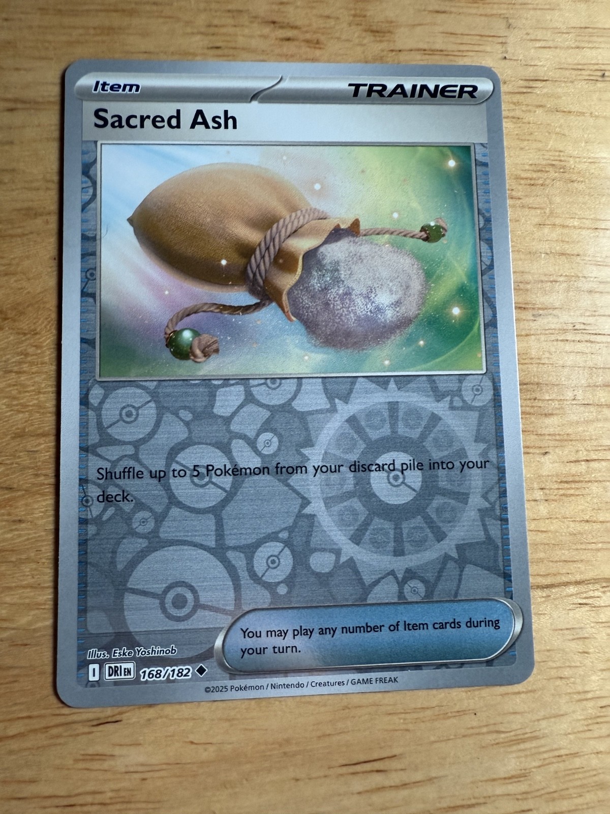 SACRED ASH 168/182 DESTINED RIVALS POKEMON (REVERSE HOLO, NM)