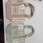 Trader Joe's Striped Canvas Mini Tote Bag Beige Green NWT — photo 1