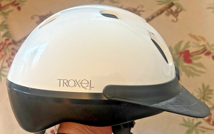 Troxel Equestrian Riding Helmet GPS Adjustable, Youth Sizes, White - Black Brim