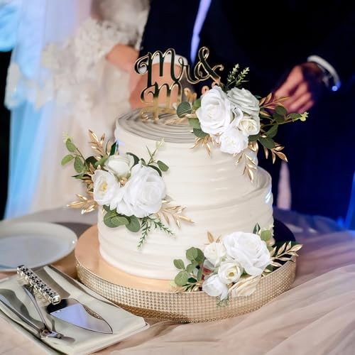 3 Stück Hochzeitstorte Topper Blumen zum Tortendekorieren Künstliche Torte Weiß - Bild 7 von 7