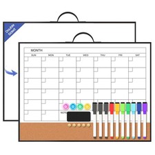 White Board Calendar - 16" X 12" Dry Erase Board Monthly Calendar, Double Sid...