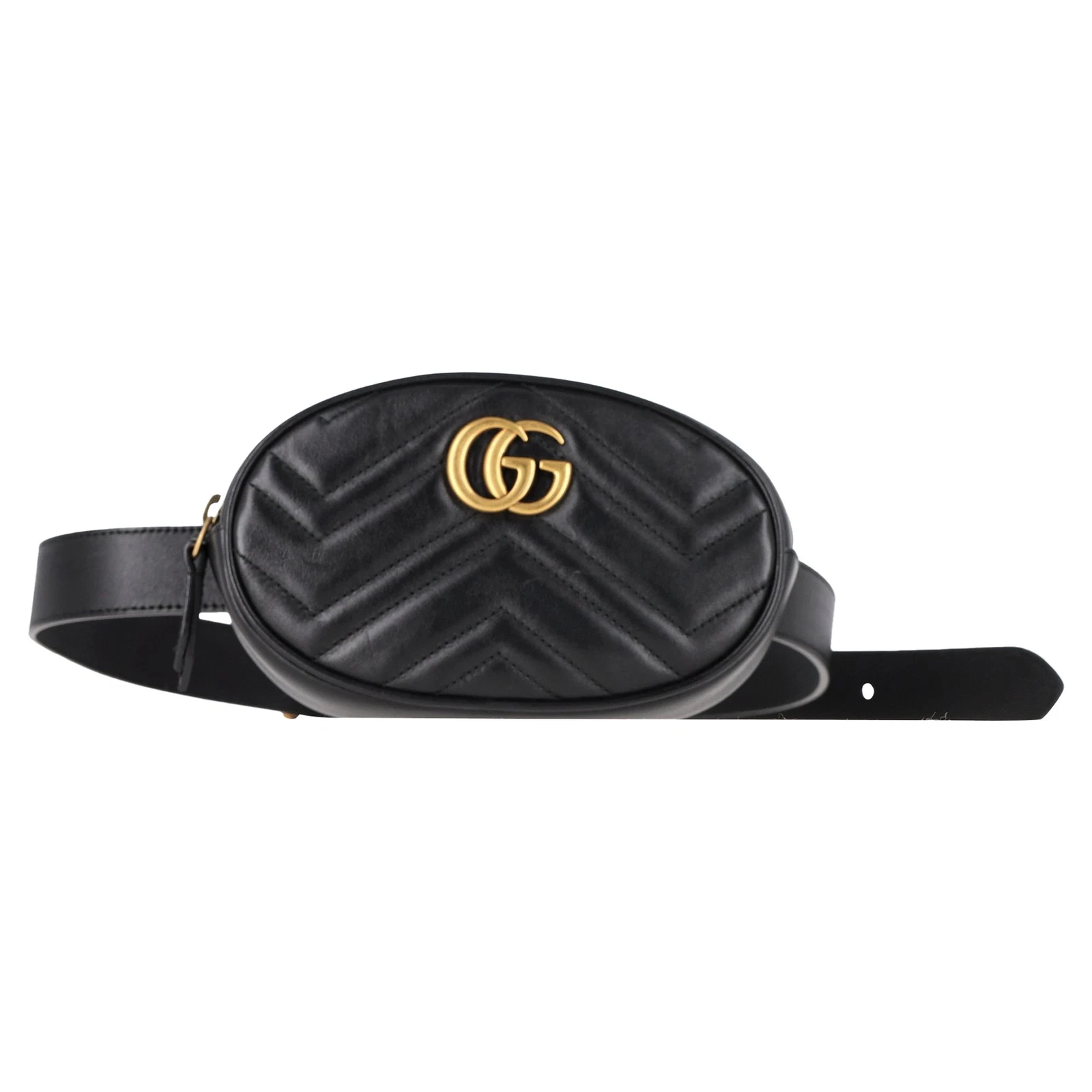 Sac ceinture Gucci Matelasse Gg Marmont en cuir femme noir taille unique