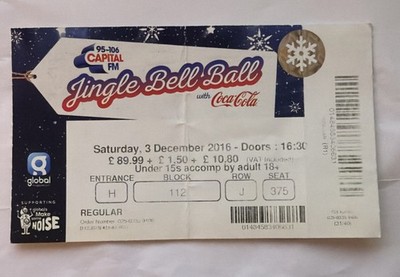 JINGLE BELL BALL 12.03.16 London England O2 Arena Ticket Stub little mix Dua lipa