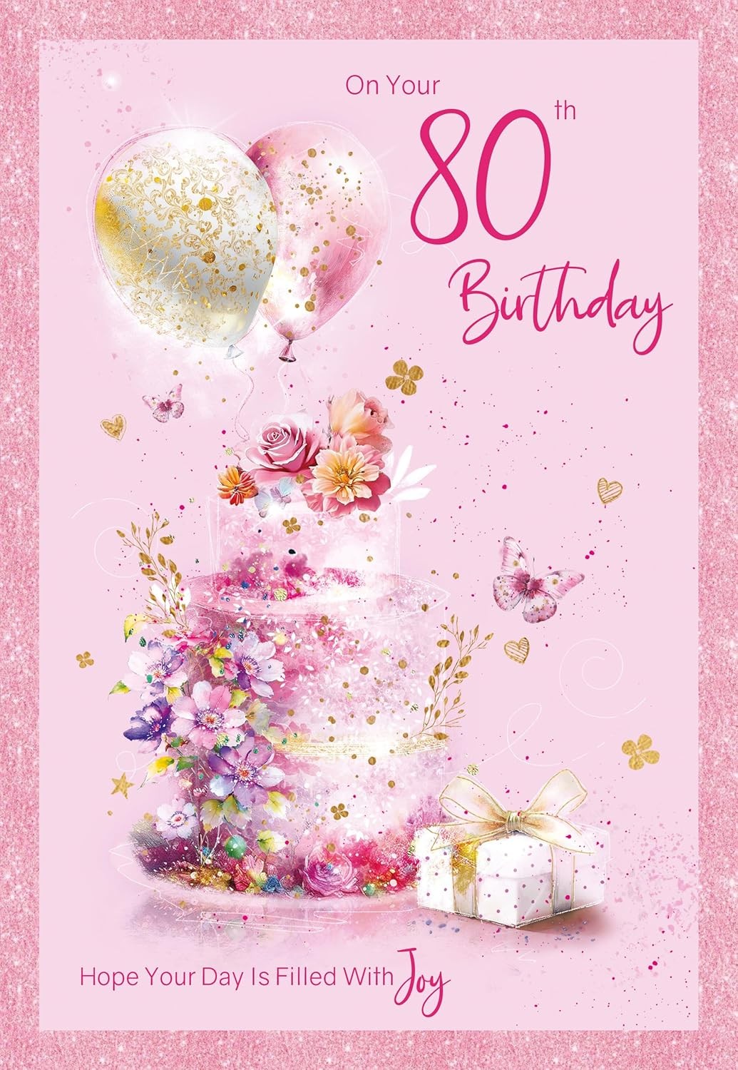 Birthday Card 80th Female - Foil Finish - Cherry Orchard 5.6"" x 8.2""