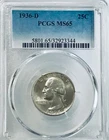 1936 D Wahington Quarter PCGS MS65