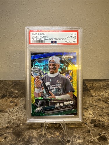 2025 Panini Prizm Jalen Hurts Blue/Yellow/Green Choice #228 PSA 10 Low Pop🔥🔥