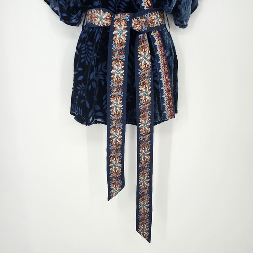 Top kimono donna Johnny Was Jade con cintura taglia M blu navy velluto burnout misto seta - Foto 10 di 10