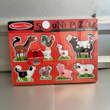Melissa  Doug Sound Puzzle Farm Animals Board 726 Children's Learning Toy NEW