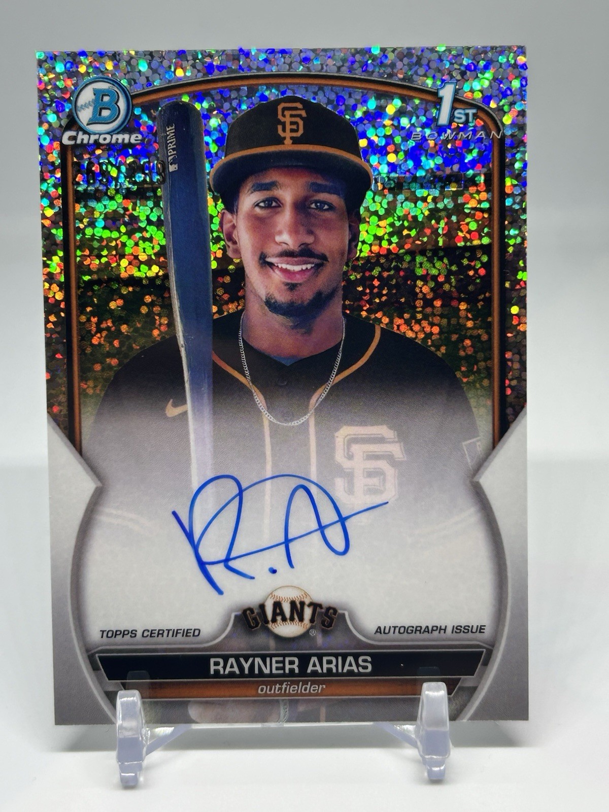 2023 Bowman Chrome Rayner Arias Auto Speckle Refractor 1st #/299 Giants