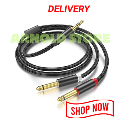 3.5mm to Dual 1/4 Inch TS Mono Audio Cable 1/8 to 6.35mm Stereo Breakout Adapter