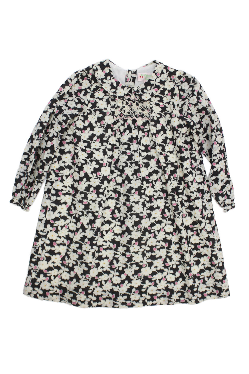 Bonpoint Girls Long Sleeve Crew Neck Floral Dress Black White Pink Size 3Free Shipping in US $100+ Orders | $6.95 Orders Below