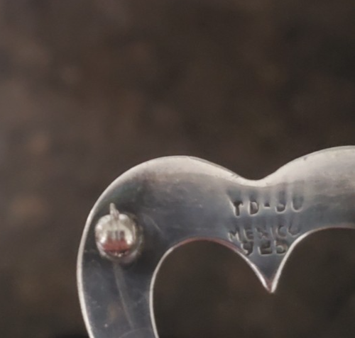 Vintage Mexikanische Open Heart Brosche Anstecknadel 925 Sterling Silber - Bild 5 von 5