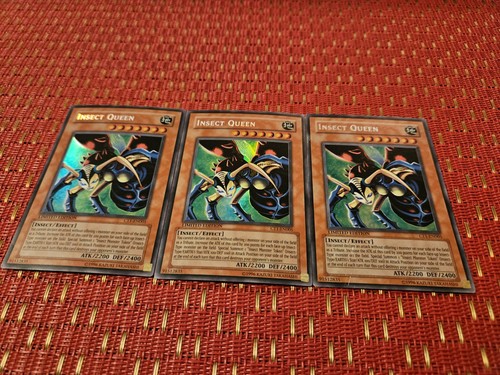 3x Insect Queen Misprint - Super Foil/ Secret Name CT1-EN005 LP ERROR - Picture 2 of 5