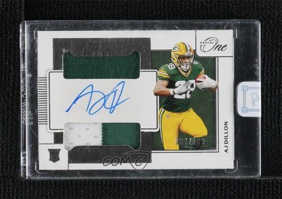 2020 Panini One 84/199 AJ Dillon #49 RPA Rookie Dual Patch Auto RC 16q7
