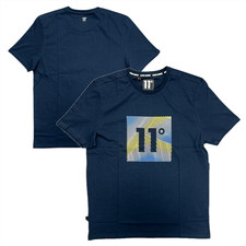 Image of 11 Degrees Men's T-Shirt Navy Logo Graphic Short Sleeve Top - New