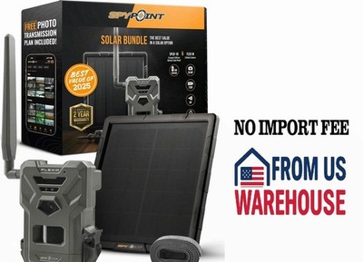 SPYPOINT Flex-M Solar Bundle - Cellular Trail Camera with Solar Panel, Best in H