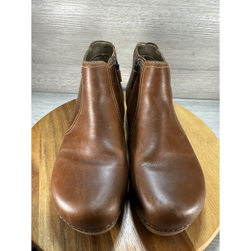 Dansko Barbara Women's Boots Sz 37 Brown Leather Side Zip Ankle Boot - Picture 5 of 9