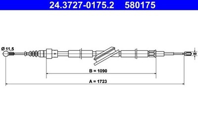 ATE Seilzug, Feststellbremse 24.3727-0175.2 für VW AUDI SKODA