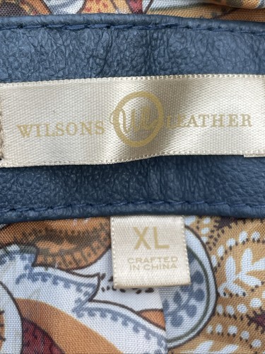 Womens Wilsons Leather Jacket Ykk Moto Grayish Blue Xl - Picture 6 of 14