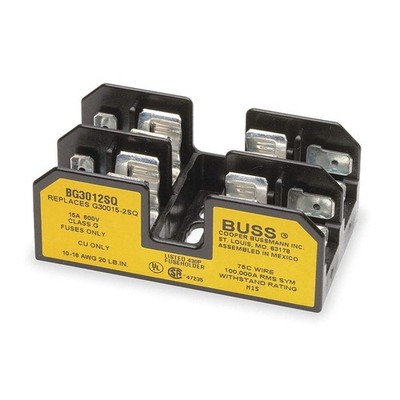BUSSMANN BG3012SQ Fuse Block,0 to 15A,G,2 Pole 1DZ15