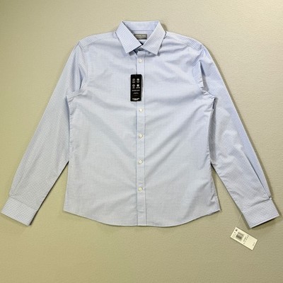 Michael Kors Dress Shirt Men's Blue Slim Fit Long Sleeve MAC133 Michael Kors Dress Shirt Men's Blue Slim Fit Long Sleeve MAC133