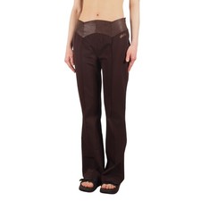 Versace Jeans Couture Vintage Women's Low Rise Leather Trim Bootcut Pants Size L