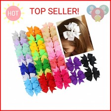 40Piece 3 Inch Boutique Grosgrain Ribbon Pinwheel Hair Bows Alligator Clips For
