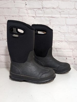 Bogs Classic High Boots Youth Boys 2 Black Rain Winter Waterproof Insulated Snow