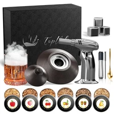 Cocktail Smoker Kit with Torch and Whiskey Glass, 6 Flavors Wood Chips and 3 ...