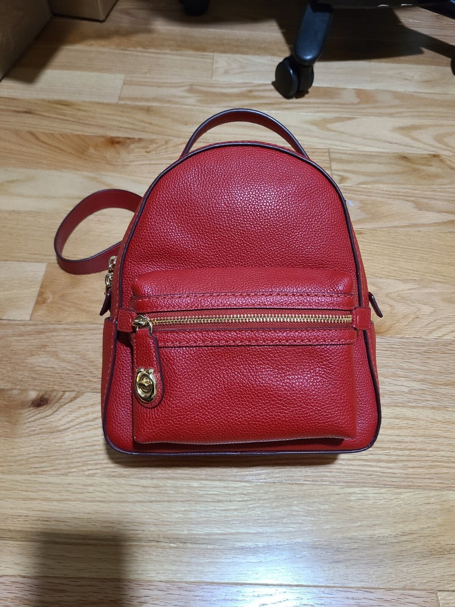 COACH Mini Backpack Black Pebbled Leather Red | eBay