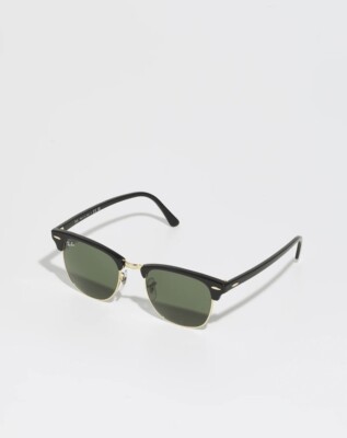 Ray-Ban Clubmaster RB3016 Gafas de Sol para Hombres - Brillo Negras/Verdes 49mm