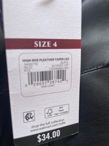 Sofia Jeans Women’s Faux Leather Jogger pants size 4 Black, Belted and zipper - Picture 8 of 13