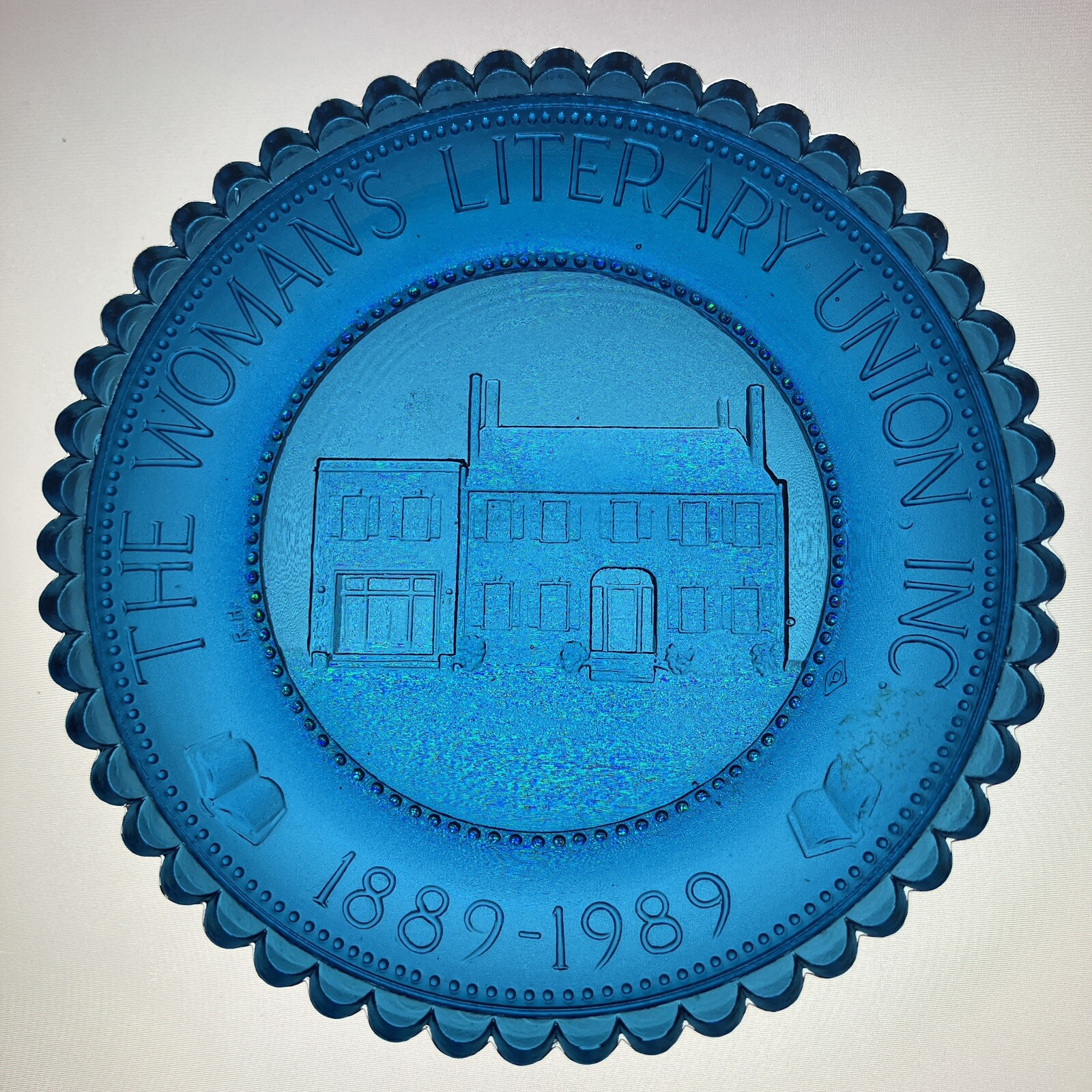 Portland ME Womans Literary Union Frye Hall Maine VTG Portland Glass Cup Plate