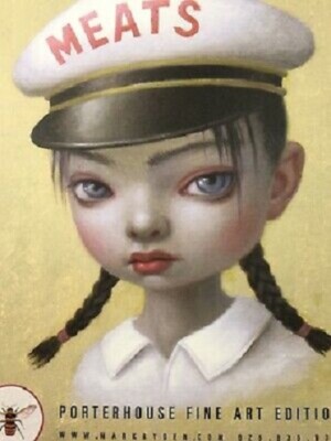 Mark Ryden ''Meat Girl'' Gold Foil Embossed Lithograph Butcher Shop Print 2001