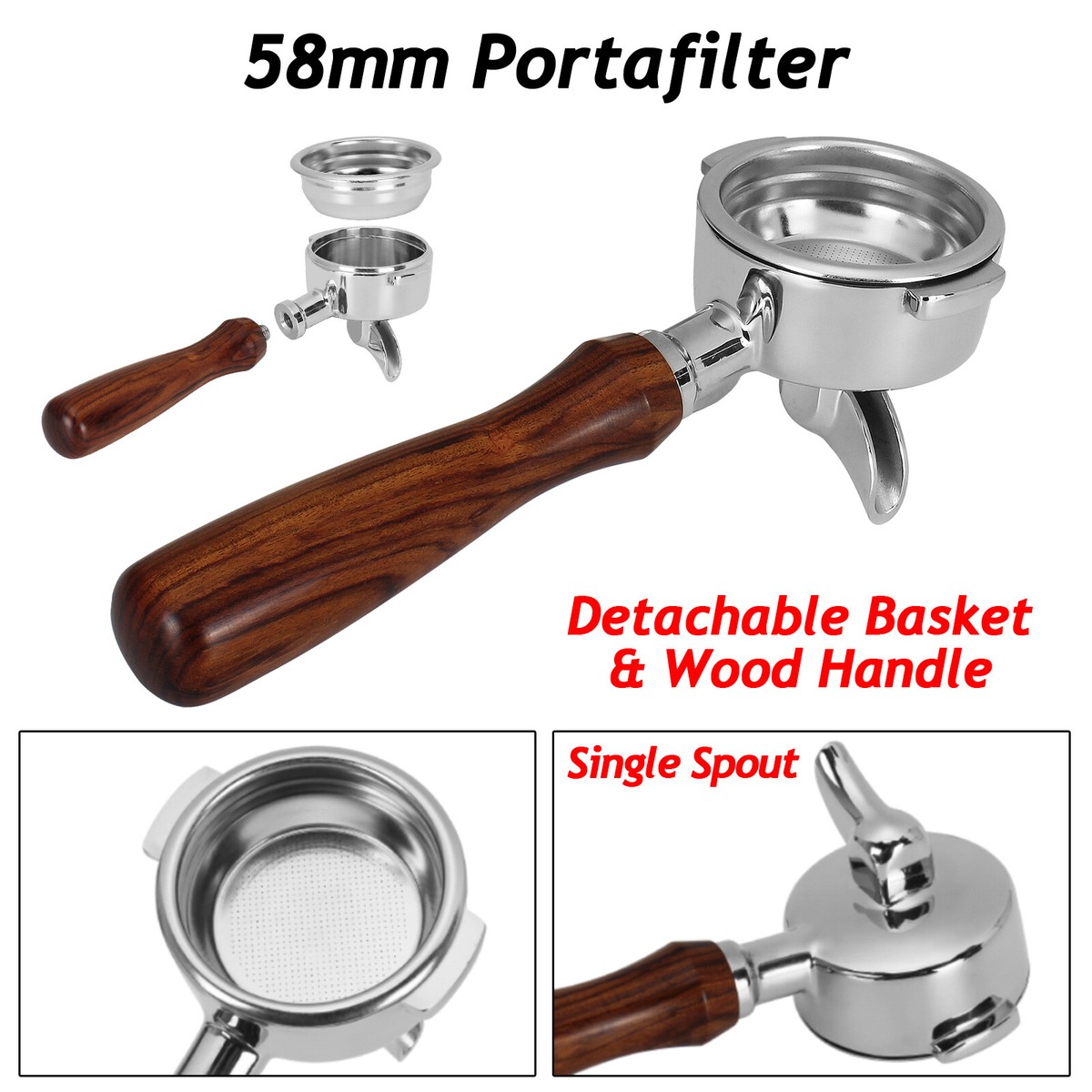 ポット 58mm Portafilter with Single Spouts 2 Ears For E61 Group