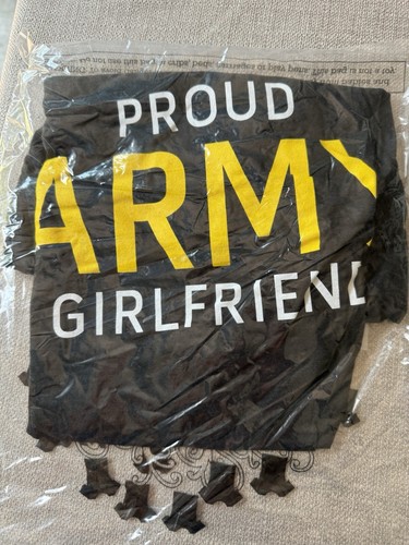 Proud Army Girlfriend Black Short Sleeve Women's T-Shirt Medium Flag On Arm - Picture 4 of 6