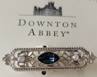 Victorian Trading Downton Abbey Blue Art Deco Bar Pin Brooch 31F