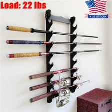 8 Tier Sword Wall Display Stand Rack Black Full Size Wood Hanger Katana Holder