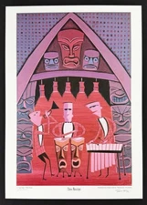 Three Musicians SHAG PRINT Lithograph Printed Unframed Signed Josh Agle 1999