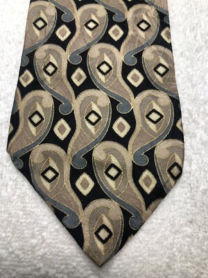 HOMME MENS TIE BLACK BEIGE GRAY 4 X 57
