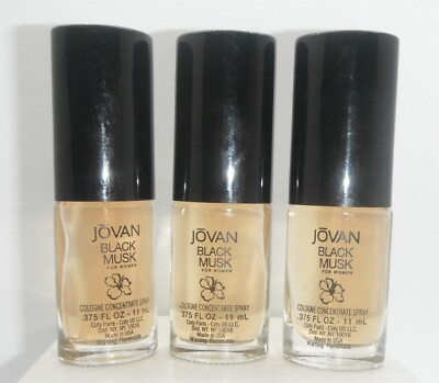 Lot 3 Coty Jovan Black Musk for Women Cologne Spray .375oz miniature