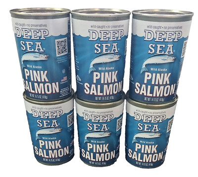 Lot of 6 Deep Sea Pink Salmon Wild Alaska Canned 14.75 oz June 2028