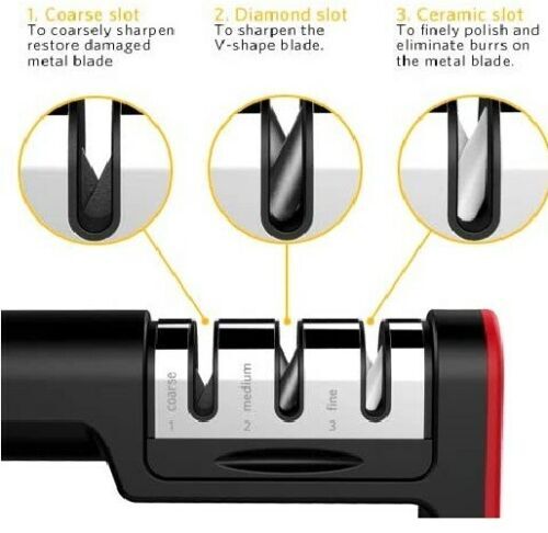 Knife Sharpener Professional Ceramic Tungsten Kitchen Sharpening System 3 Stage - Picture 4 of 9