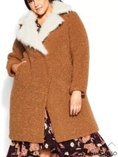 Evans Avenue Bnwt Size 24 Teddy Faux Fur Jacket Coat Midi Length Fully Stunning