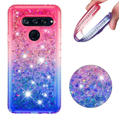 For LG V50 ThinQ Case V40 Case Liquid Sparkle Glitter Diamond Bumper Girls' Case - Picture 4 of 25