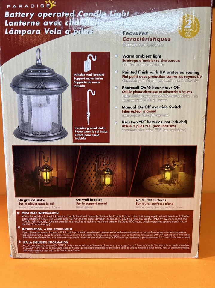 Linterna de luz de vela parpadeante a batería 9x7” gris metal Paradise ¡¡NUEVA!!! Foto 2 de 4