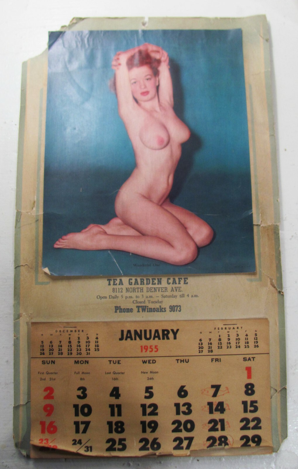 1955 VINTAGE NUDE PINUP GIRL CALENDAR Denver Ave Portland Oregon  Advertisement | eBay