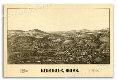 Hinsdale Massachusetts 1887 Historic Panoramic Town Map - 20x30